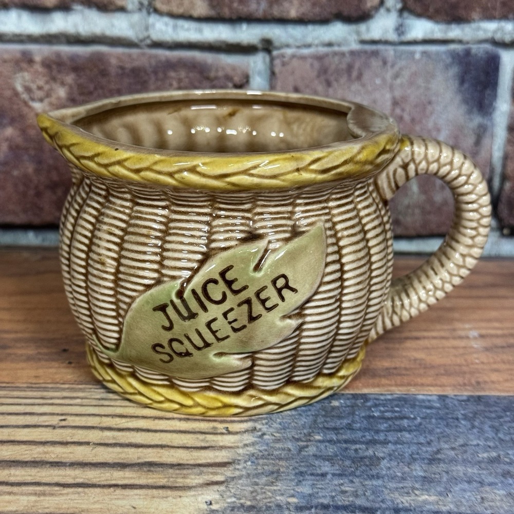 Vintage Juice Squeezer Pitcher Basketweave Tilso Japan Ceramic Retro‎ MCM 1950s